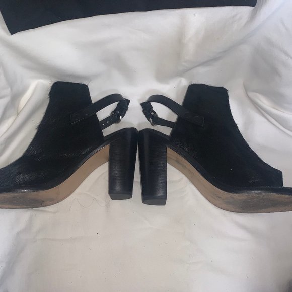 Rag & Bone Wyatt Black Leather Sandal Peep Toe - Picture 3 of 5